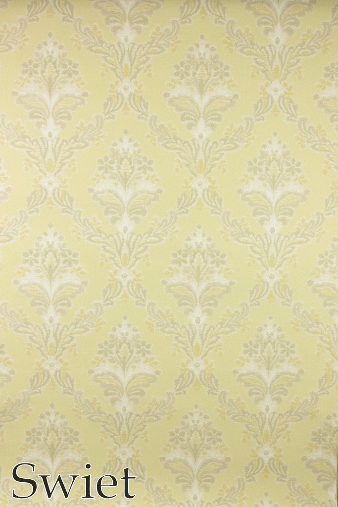 6065 Limekleurig klassiek behang vintage barok stijl swiet, Verzenden, Grijs