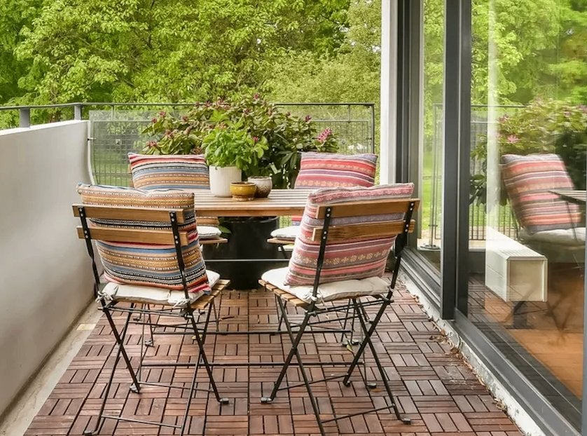 Mooie tuinset (tafel + 4 stoelen), Tuin en Terras, Ophalen, 4 zitplaatsen, Zo goed als nieuw, Tuinset