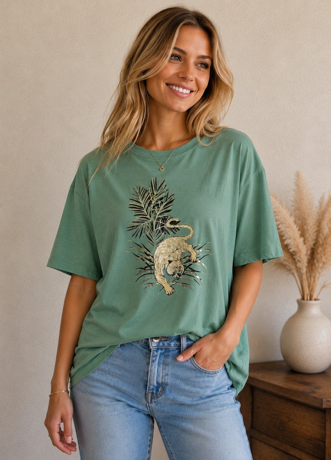 shirt tijger maat Large nieuw groen, Kleding | Dames, T-shirts, Maat 42/44 (L), Nieuw, Ophalen of Verzenden, Korte mouw