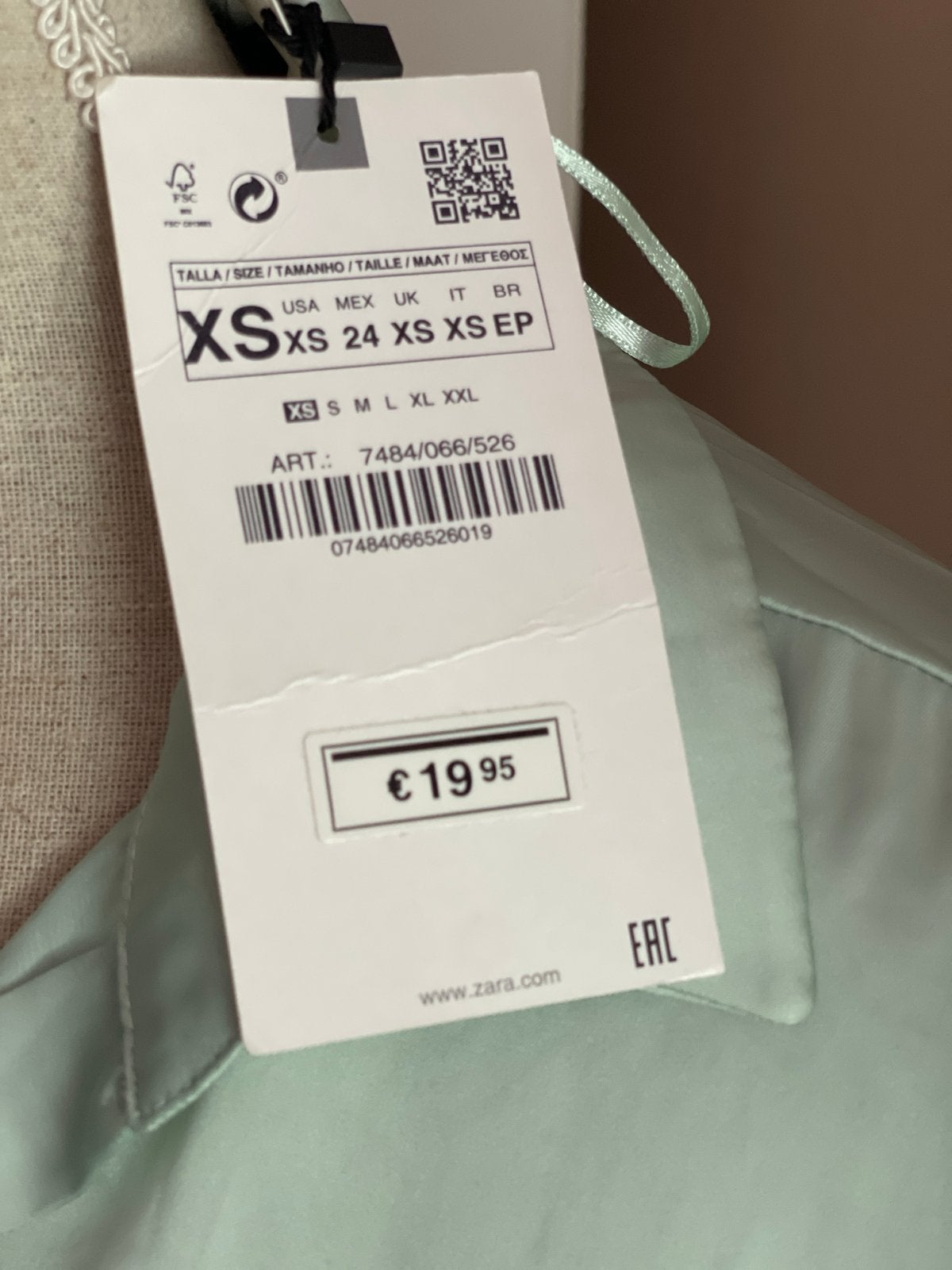 Zara satijnen blouse XS - Nieuw met kaartje, Ophalen of Verzenden, Nieuw, Maat 34 (XS) of kleiner, Groen