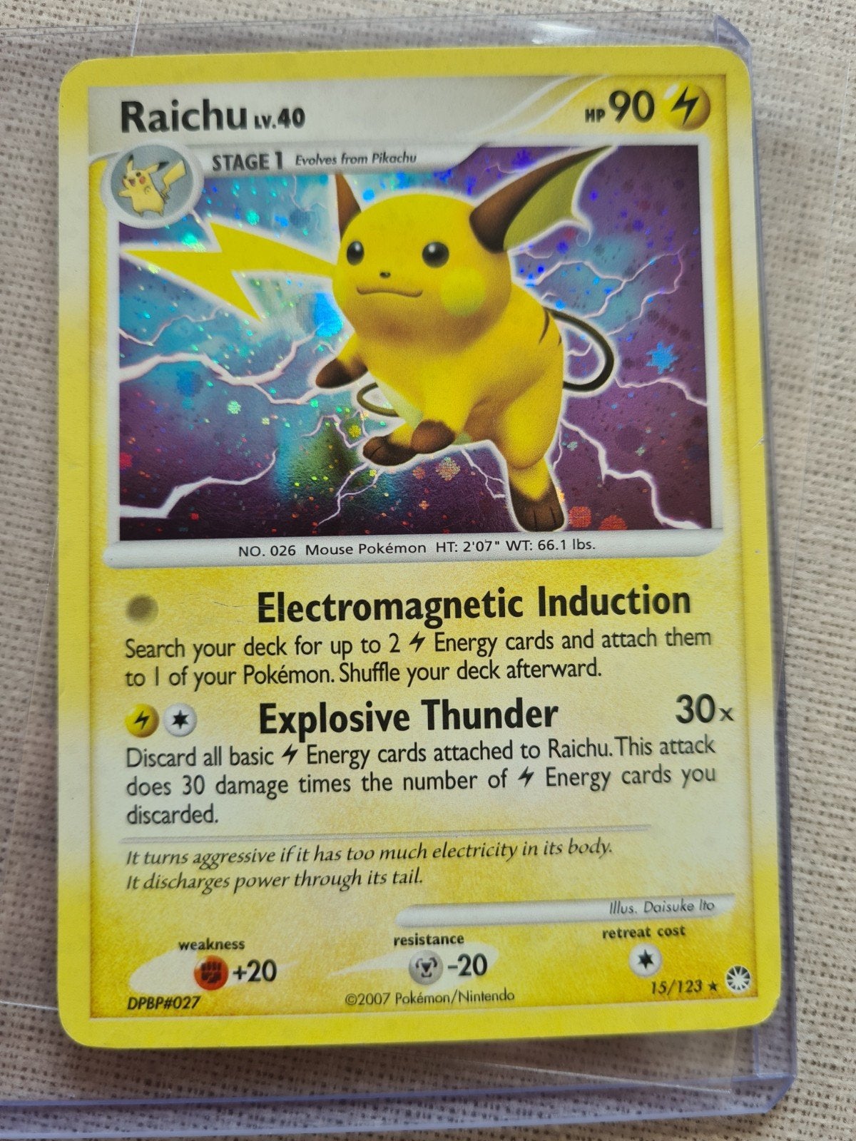 Raichu LV.40  DPBP027, Ophalen of Verzenden, Zo goed als nieuw, Losse kaart, Foil