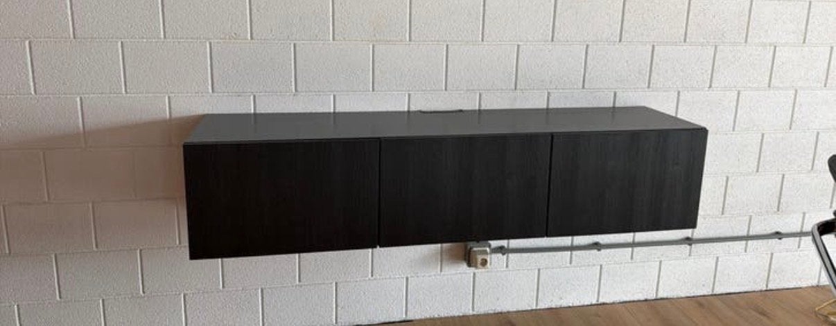 Ikea Besta meubel 180cm met zwart eiken frontjes, Ophalen, Ikea, Gebruikt, Ikea