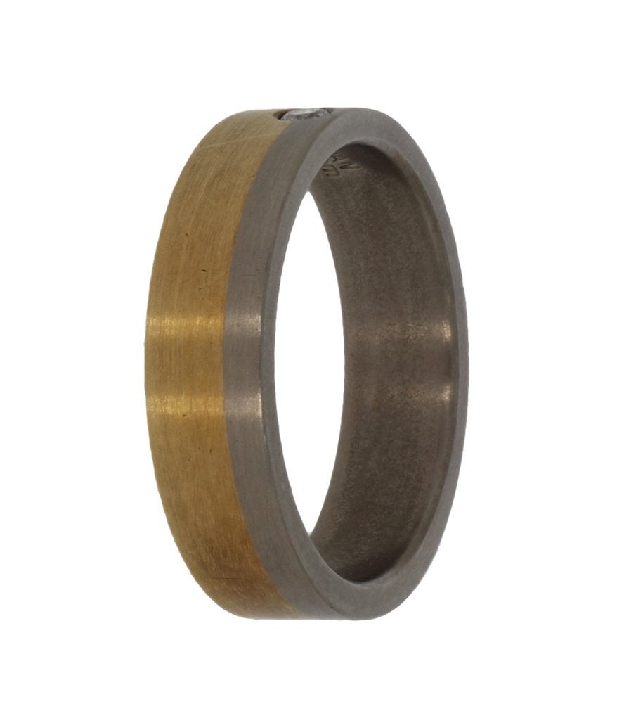 Diamant 18k gouden titanium band ring briljant heer dame, Sieraden, Tassen en Uiterlijk, Voordeelsieraden, Ophalen of Verzenden