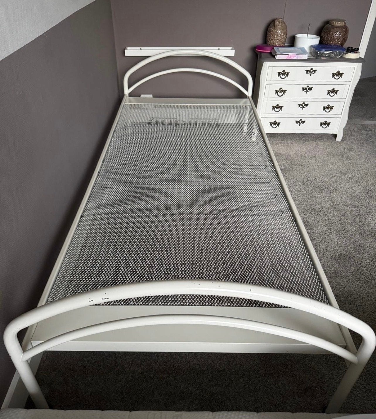 Auping eenpersoonsbed wit met spiraalbodem, Ophalen, Gebruikt, 90 cm, Eenpersoons