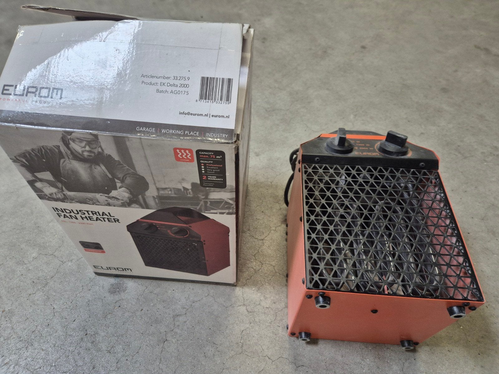 Eurom EK Delta 2000 Industriële Ventilator Kachel, Minder dan 30 cm, Kachel, Minder dan 60 cm, Ophalen of Verzenden