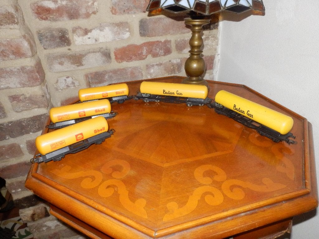 5 stuks Lima tankwagons voor fleischmann baan. FS Italia., Gelijkstroom, Wagon, Ophalen of Verzenden, Zo goed als nieuw