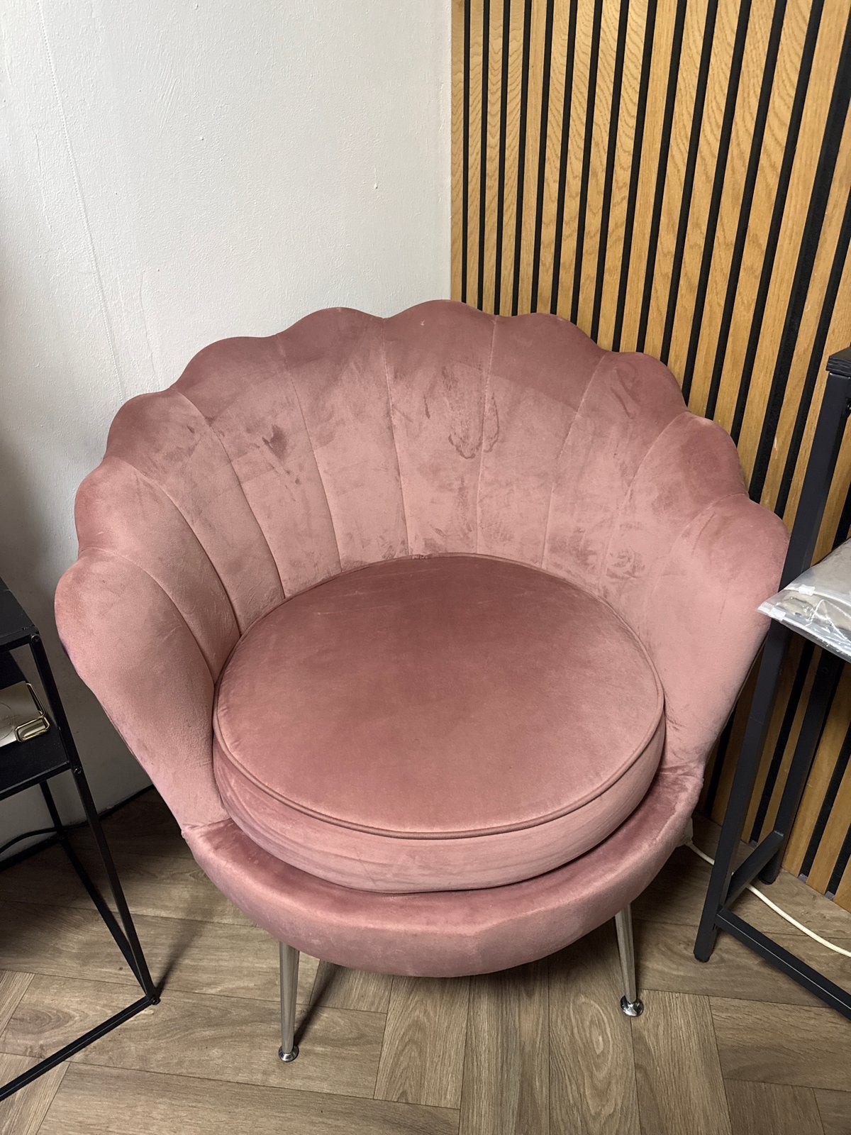 Roze schelp fauteuil - Fluweel, Ophalen, Gebruikt, Overige kleuren, Eén