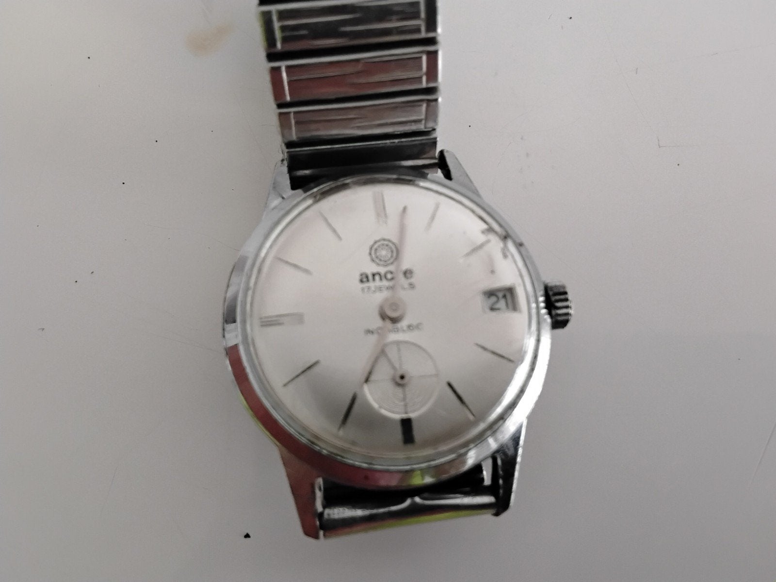 Ancre 17 Jewels Polshorloge - Vintage Staal, Sieraden, Tassen en Uiterlijk, Horloges | Antiek, Overige merken, Staal, Met bandje