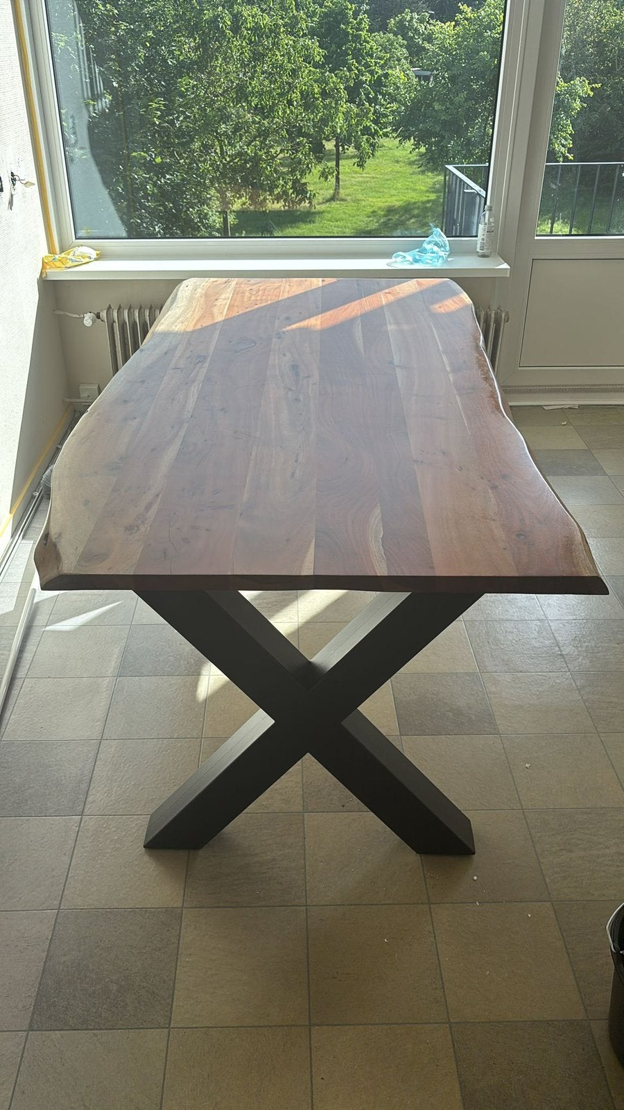 Boomstam tafel 200 x 95, Ophalen, 200 cm of meer, 50 tot 100 cm, Zo goed als nieuw