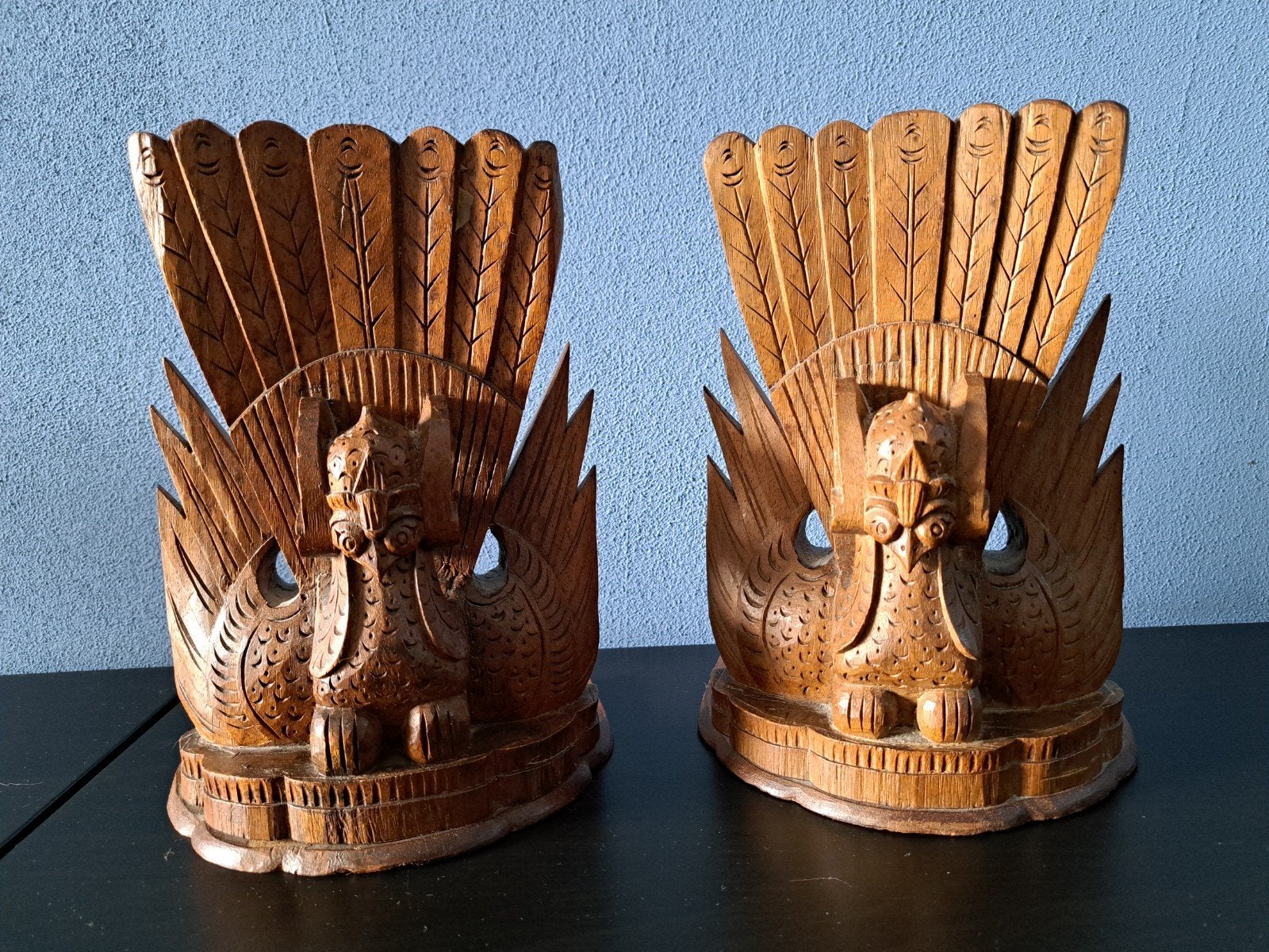 Set van 2 houten boekensteunen, 20 cm hoog, Ophalen of Verzenden, Hout, 20 - 50 cm