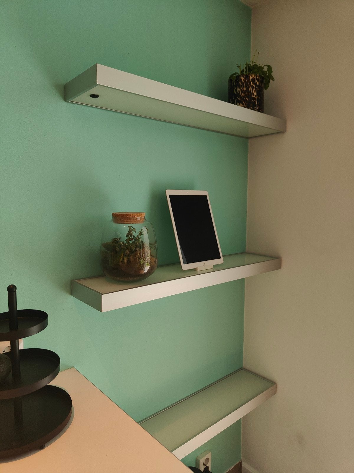 6x Aluminium + Melkglas zwevende planken met LED  90x20x5, Ophalen, Gebruikt