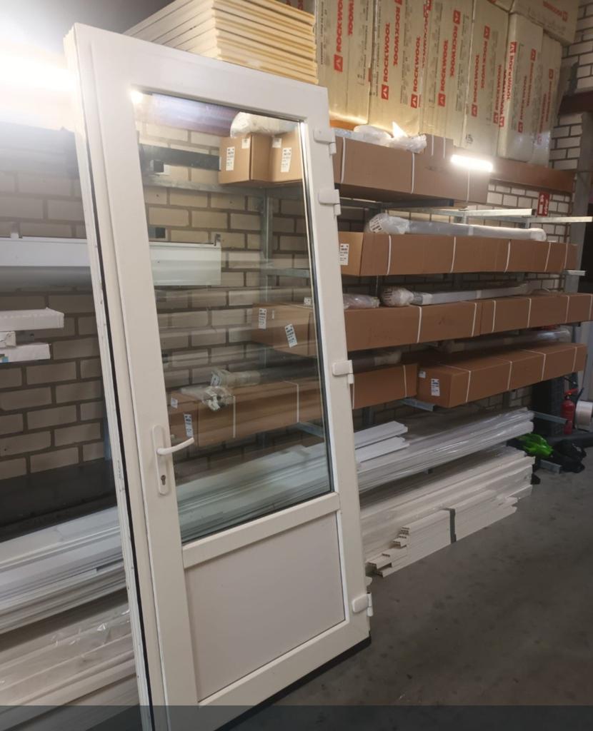 Gebruikte kunststof buitendeur met glas., Gebruikt, 215 cm of meer, Buitendeur, Glas