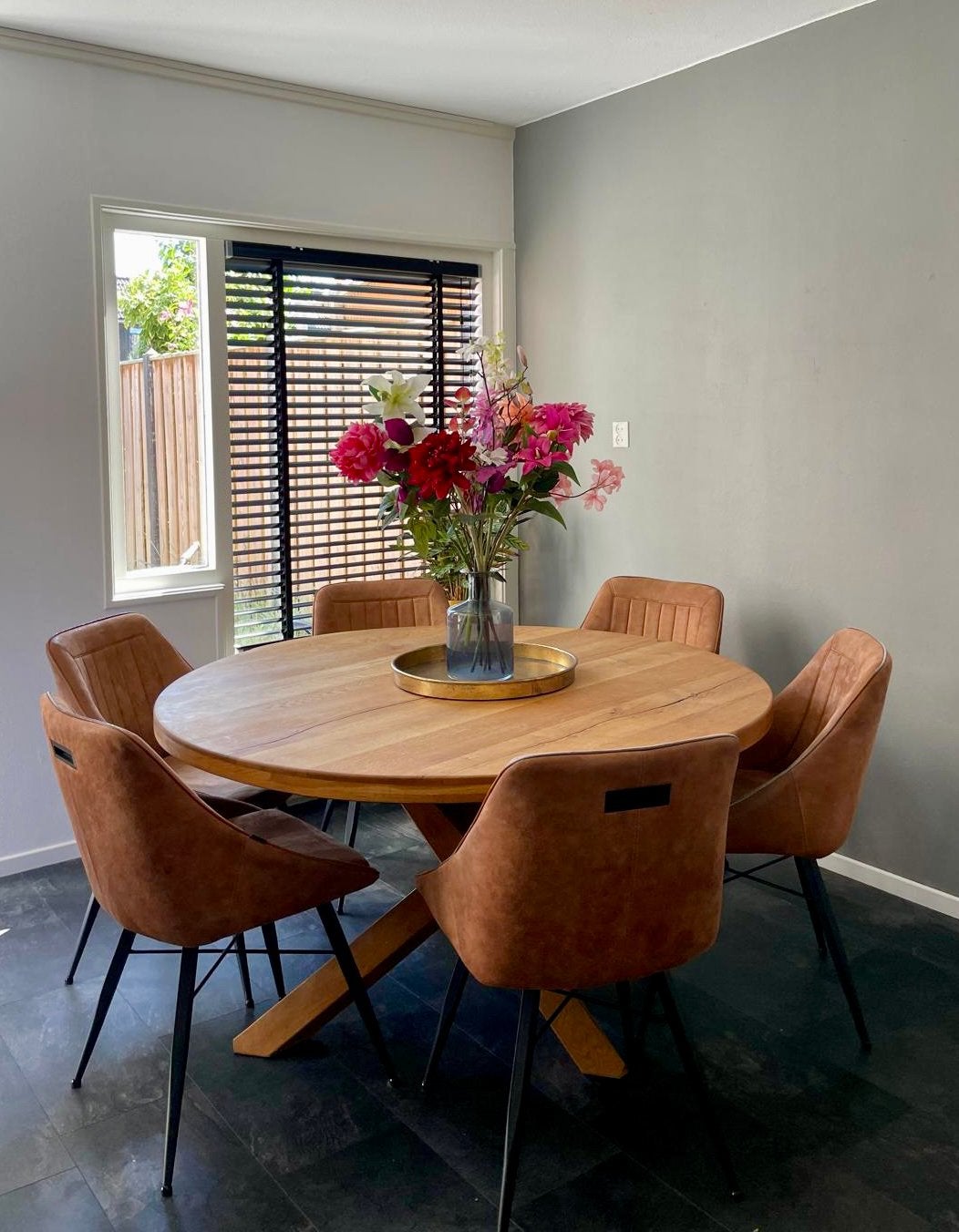 Massief Eiken Eettafel 150 cm, Ophalen, 150 tot 200 cm, Zo goed als nieuw, Vijf personen of meer