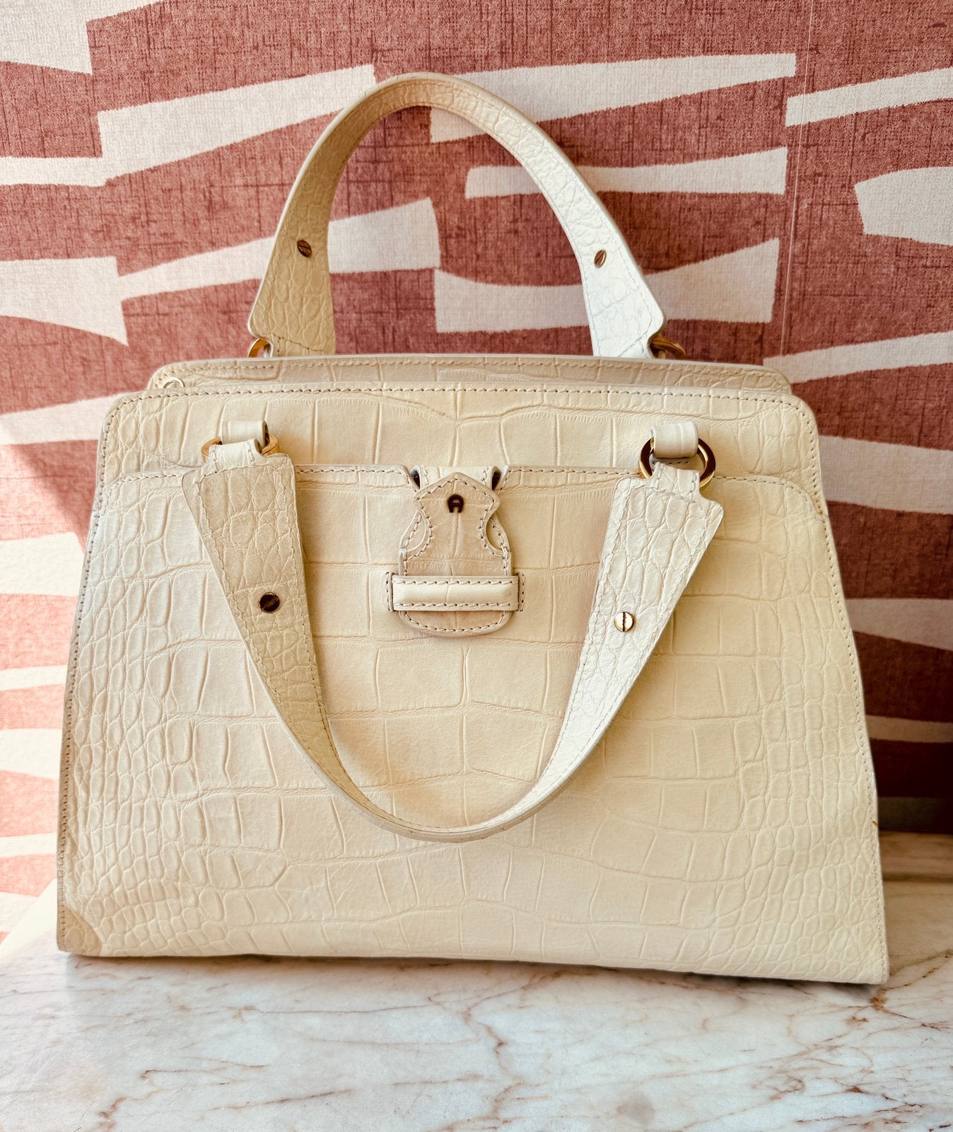 Vintage leren Aigner handtas, Ophalen of Verzenden, Handtas