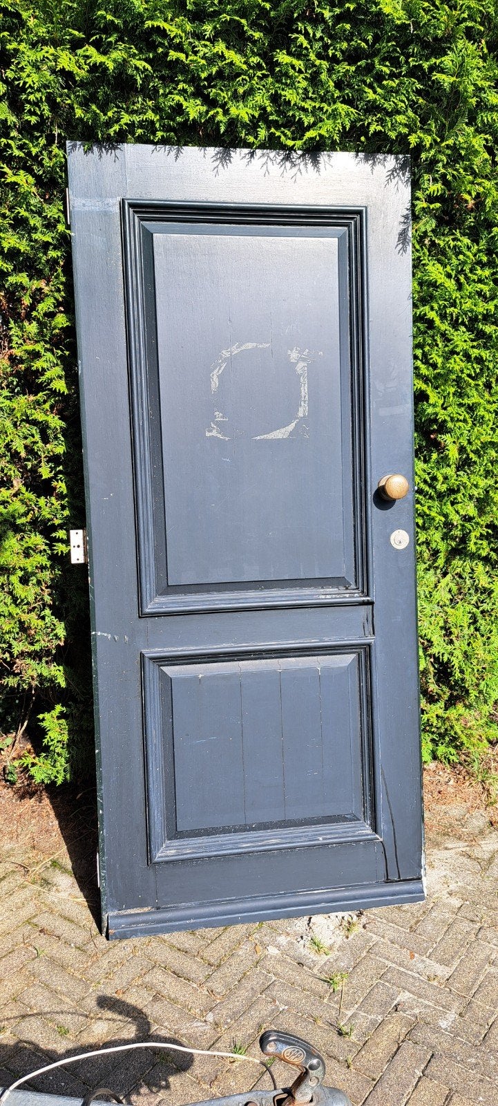 Hardhouten voordeur; goede staat, Ophalen, Gebruikt, Buitendeur, 200 tot 215 cm