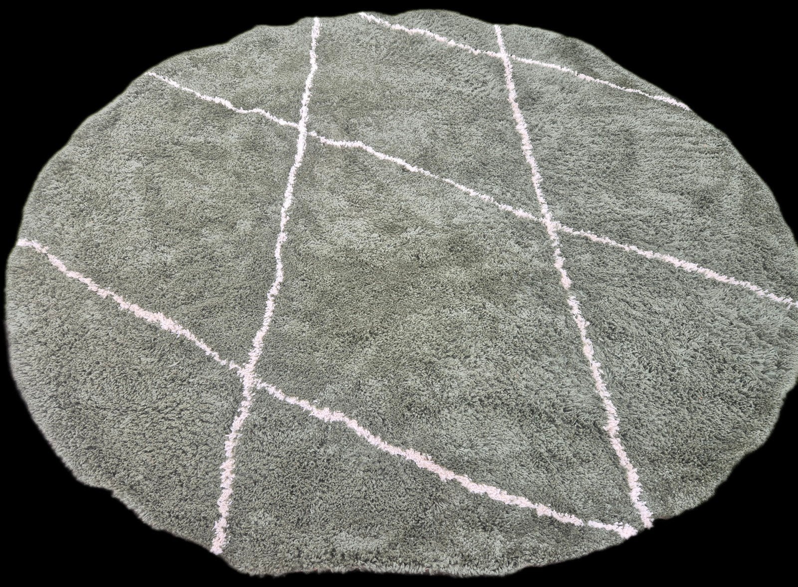 Rond vloerkleed 240 cm - Groen met wit patroon, Ophalen, Gebruikt, Rond, 200 cm of meer