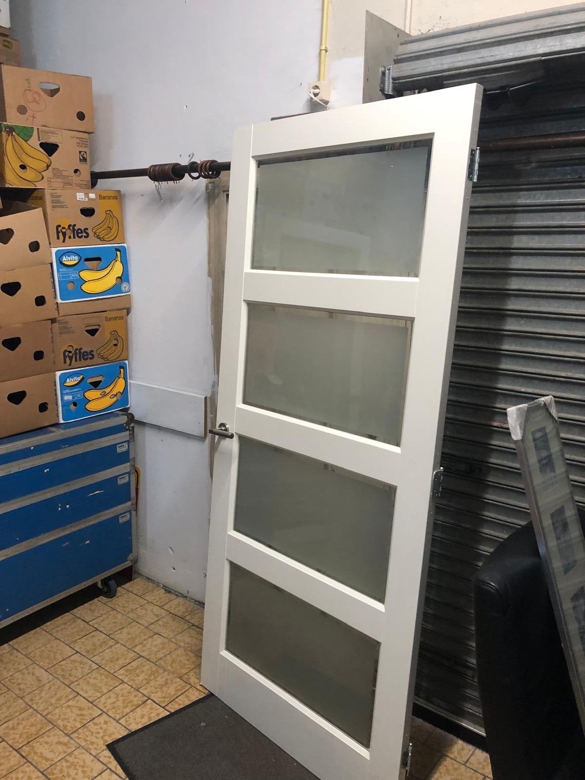 Mooie binnendeur met glaspanelen, Ophalen, Gebruikt, 80 tot 100 cm, Binnendeur