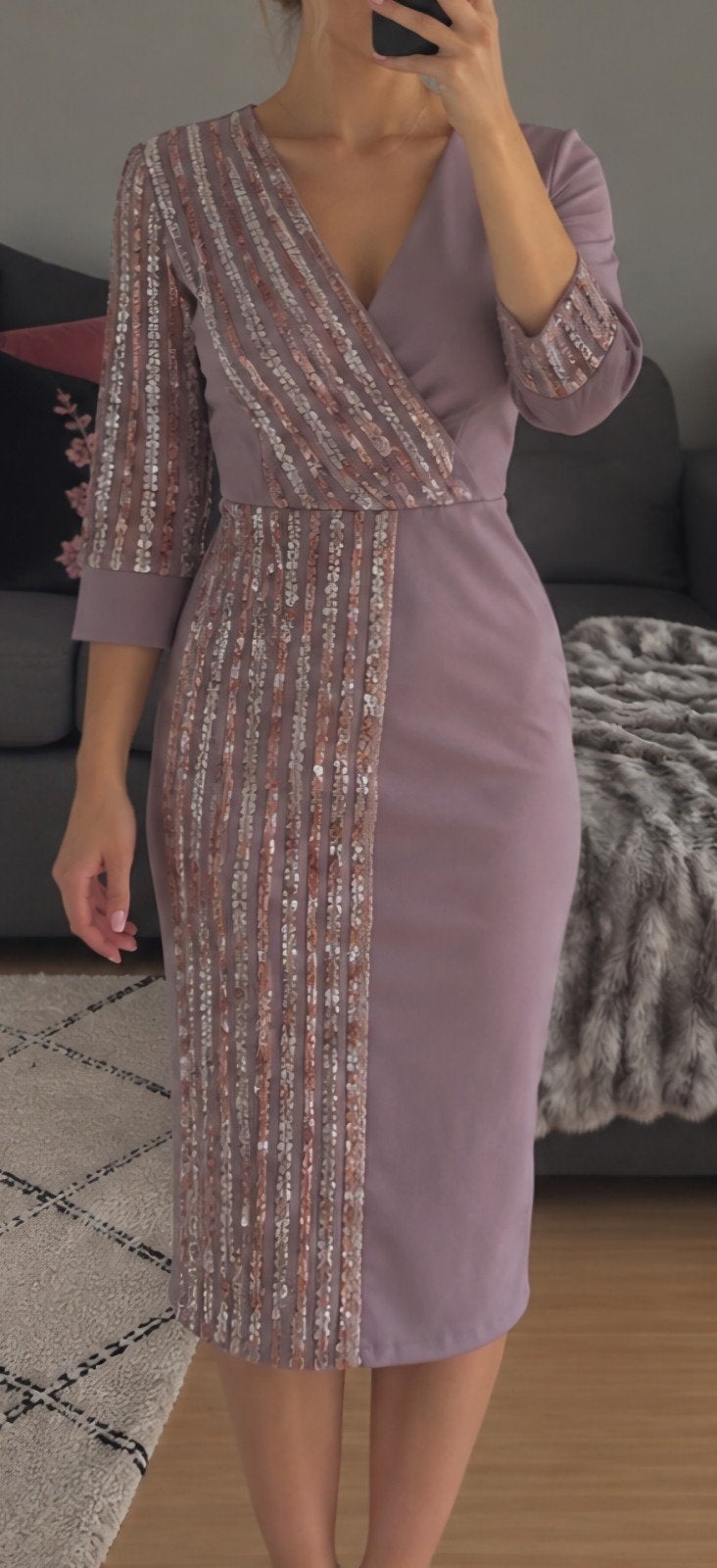 Arin dress paars met pailletten maat 48, Arin, Paars, Maat 46/48 (XL) of groter, Nieuw
