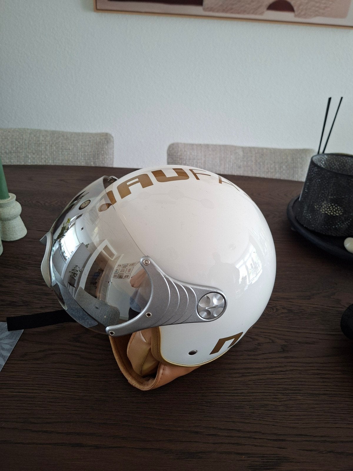 Nau Helmets N 350 Jethelm - Wit/Goud - Maat XS, Motoren, Ophalen