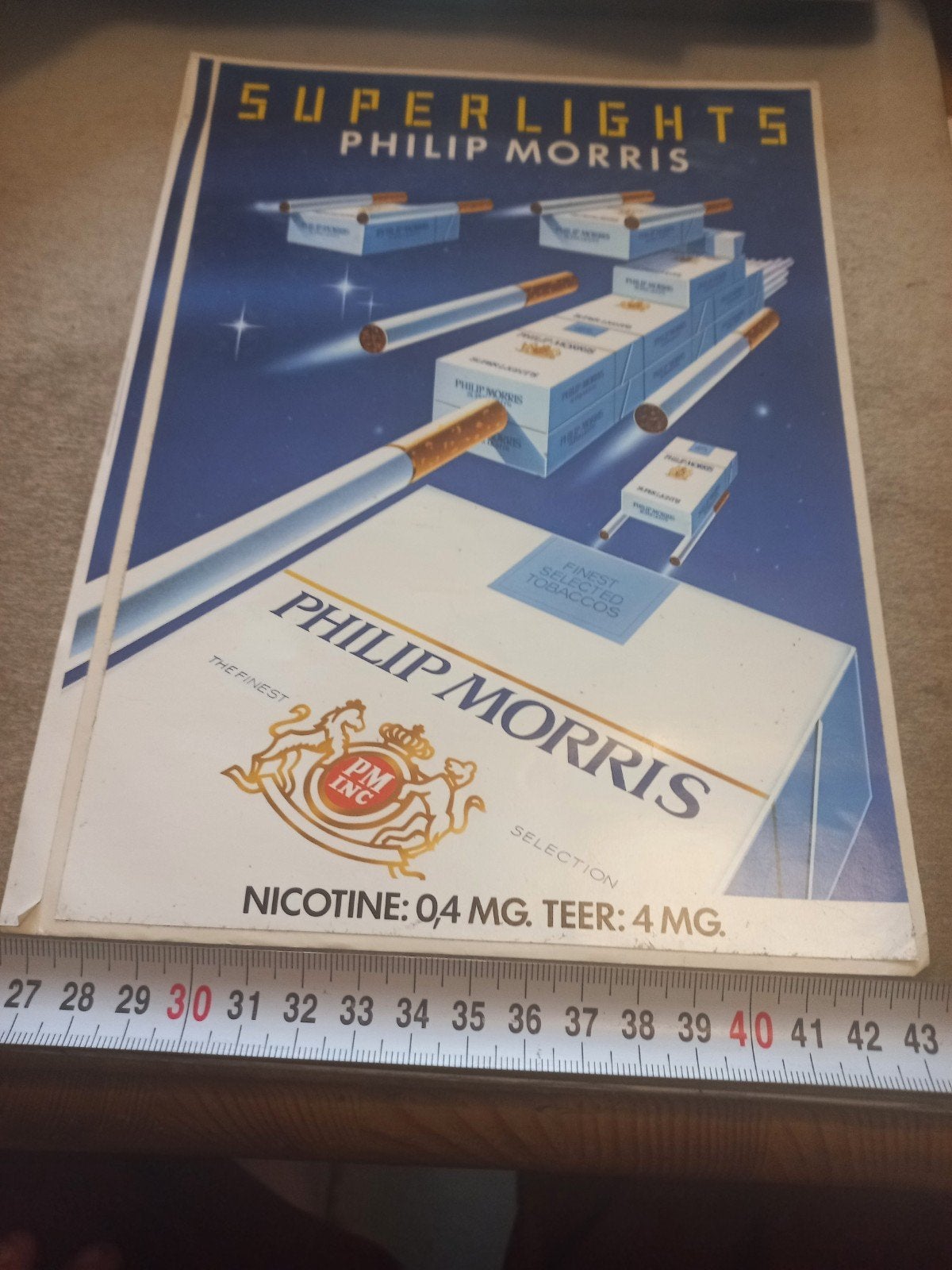 Vintage Philip Morris Superlights Reclamebord, Verzamelen, Ophalen of Verzenden, Gebruikt, Overige typen