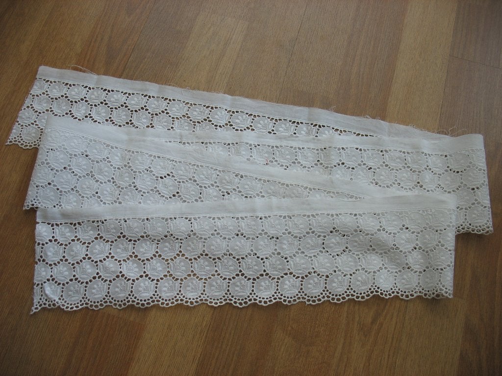 Restant Broderie Anglaise Kant Manchetten Ruches Kraag ✨Vint, Hobby en Vrije tijd, Naaien en Fournituren, Ophalen of Verzenden