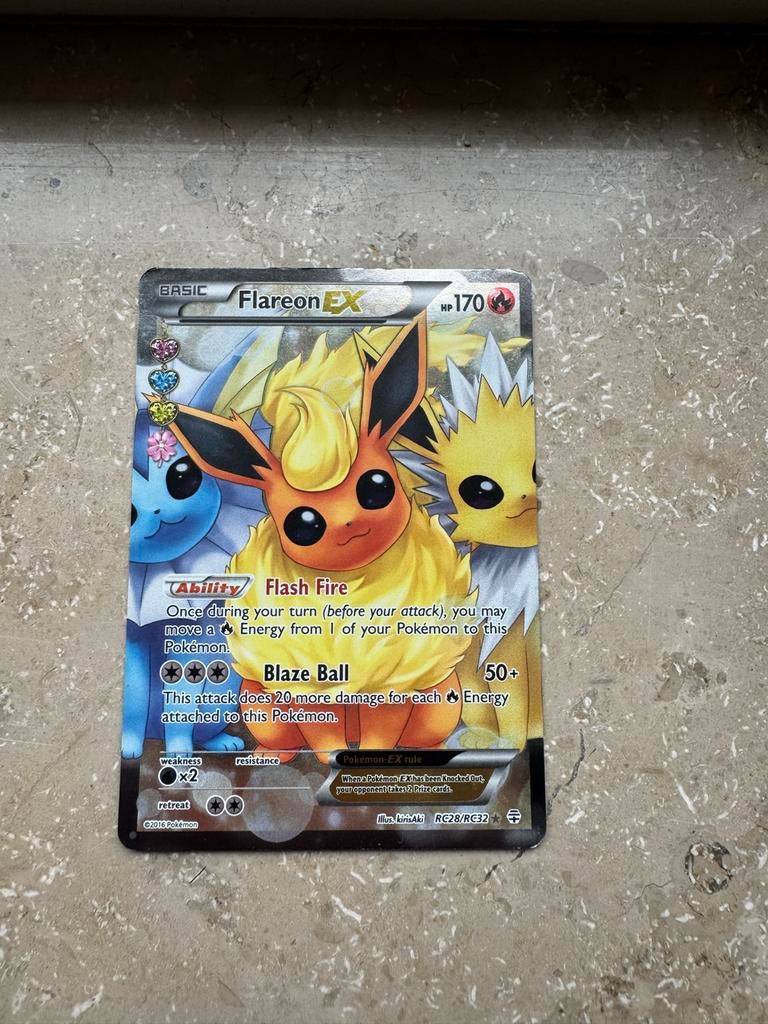 Flareon EX Pokémon Kaart - RC28/RC32, Ophalen of Verzenden, Zo goed als nieuw, Losse kaart, Foil