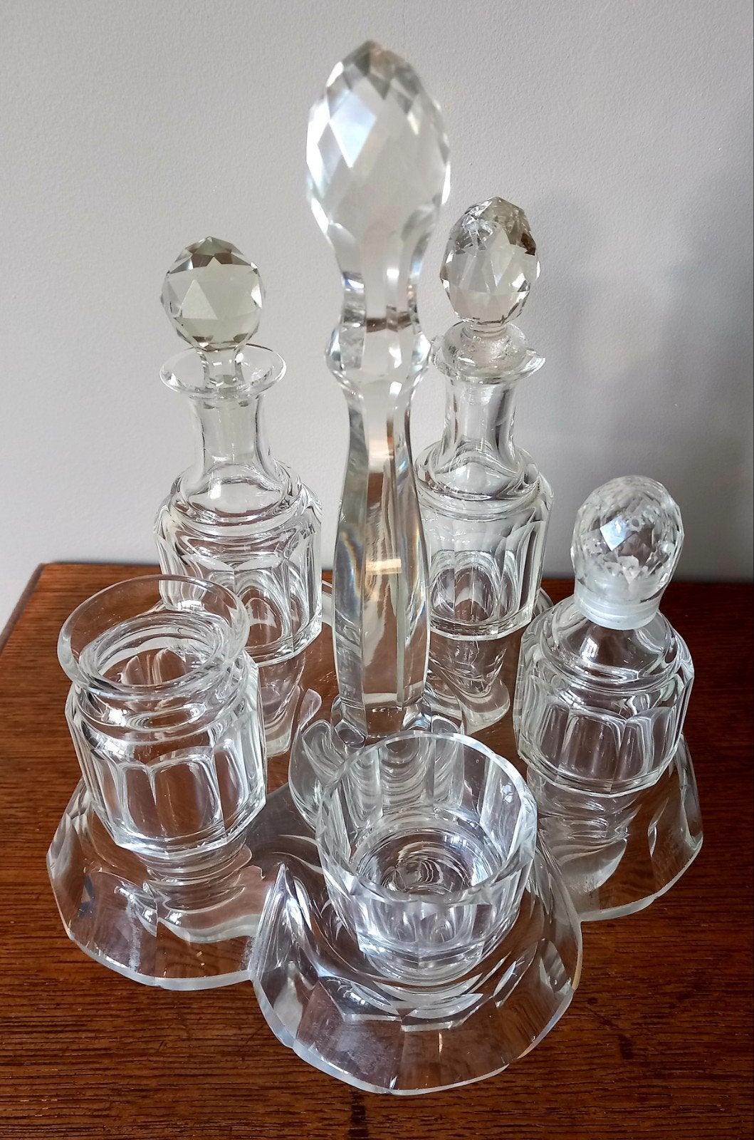Antiek olie- en azijnstel van glas, circa 1900, Ophalen