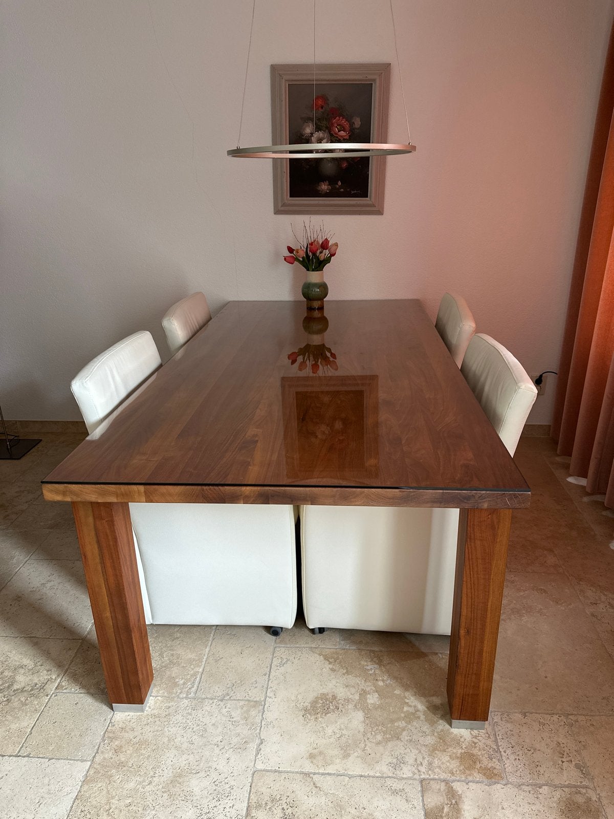 Design notenhouten eettafel Hans Daalder 200x100cm, Ophalen, 200 cm of meer, 50 tot 100 cm, Zo goed als nieuw