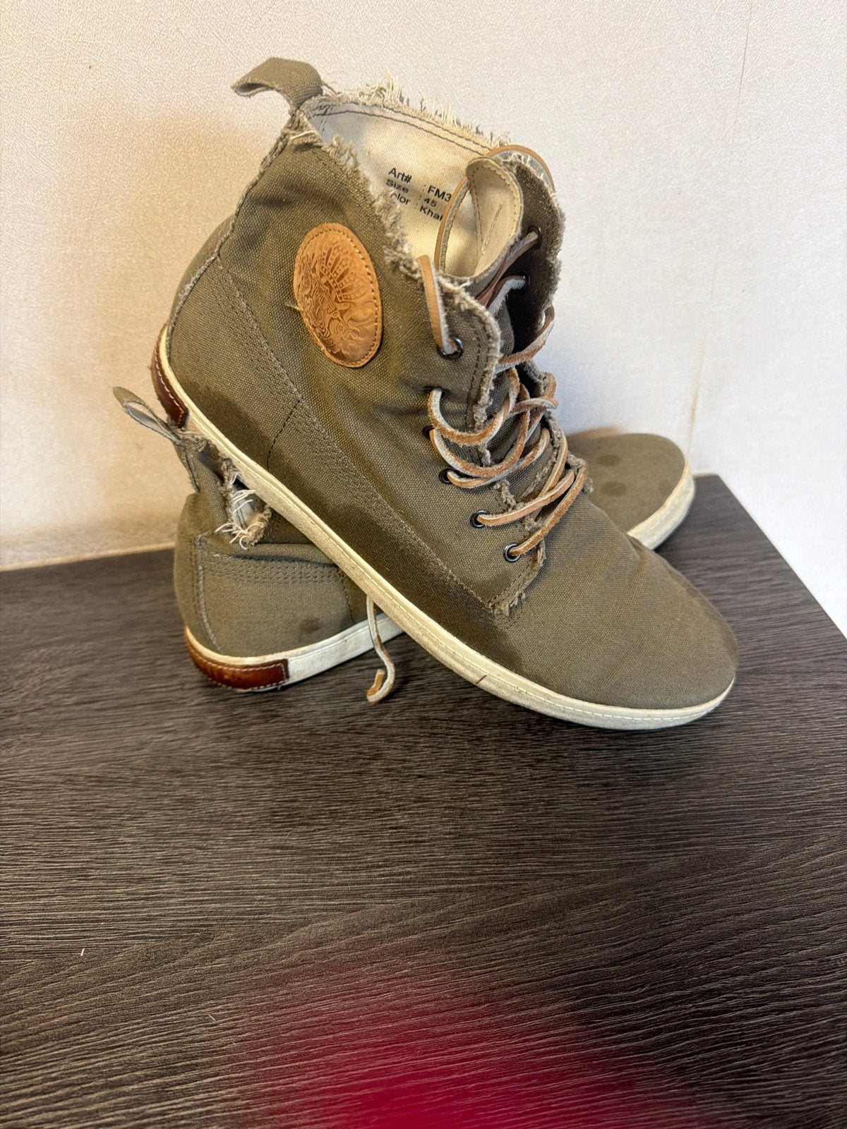 Nkel Khaki Canvas Schoenen Maat 45 - blackstone, Ophalen of Verzenden, Gedragen, Overige kleuren, Boots