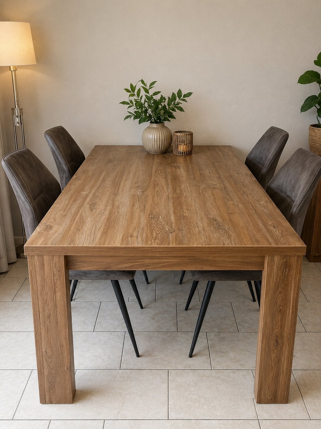 Stijlvolle Eettafel Houtlook - Modern en Ruim, Ophalen, 50 tot 100 cm, Zo goed als nieuw, 150 tot 200 cm