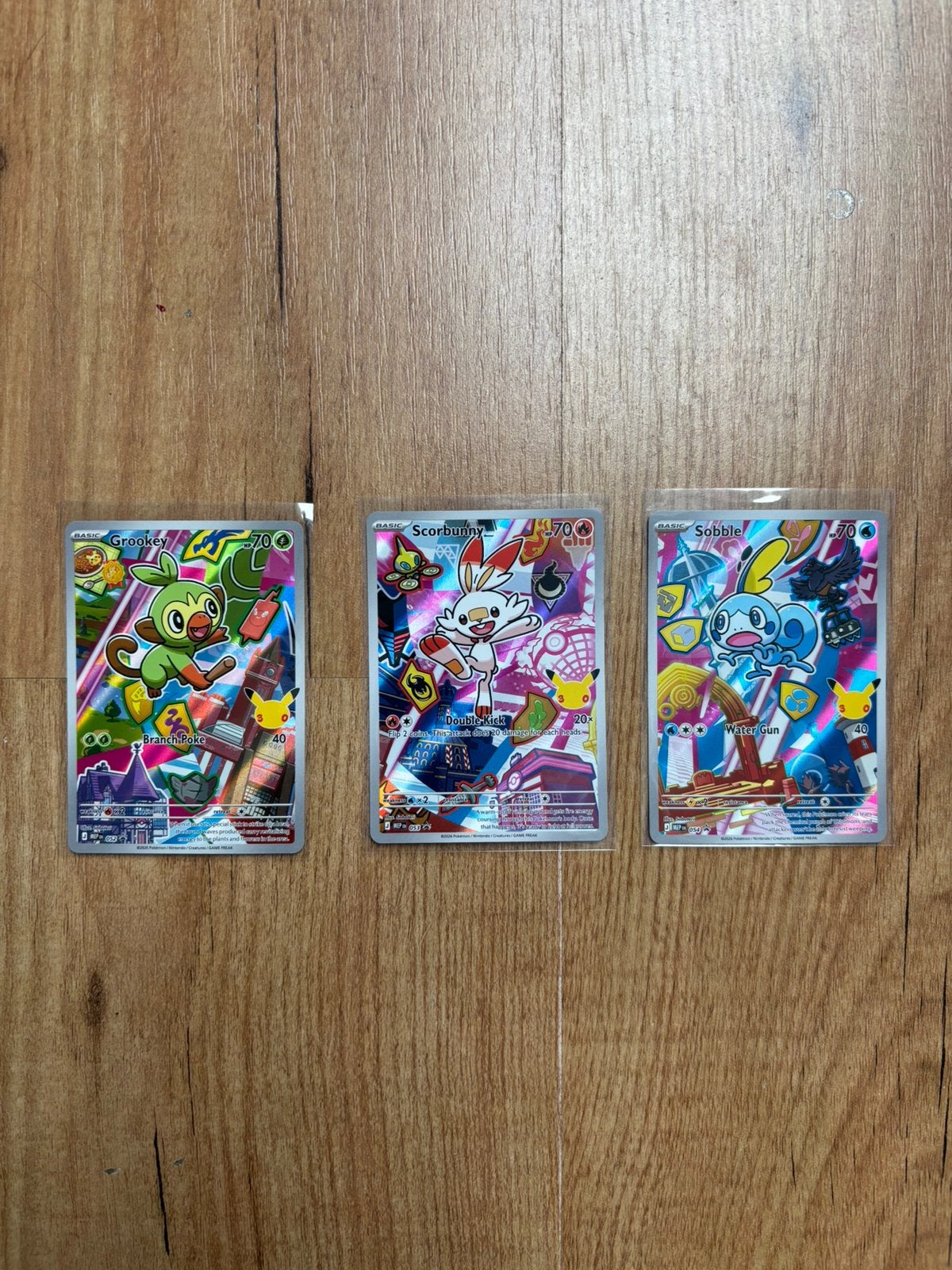 Pokémon FP 2 Grookey, Scorbunny, Sobble, Ophalen of Verzenden, Nieuw, Losse kaart, Foil