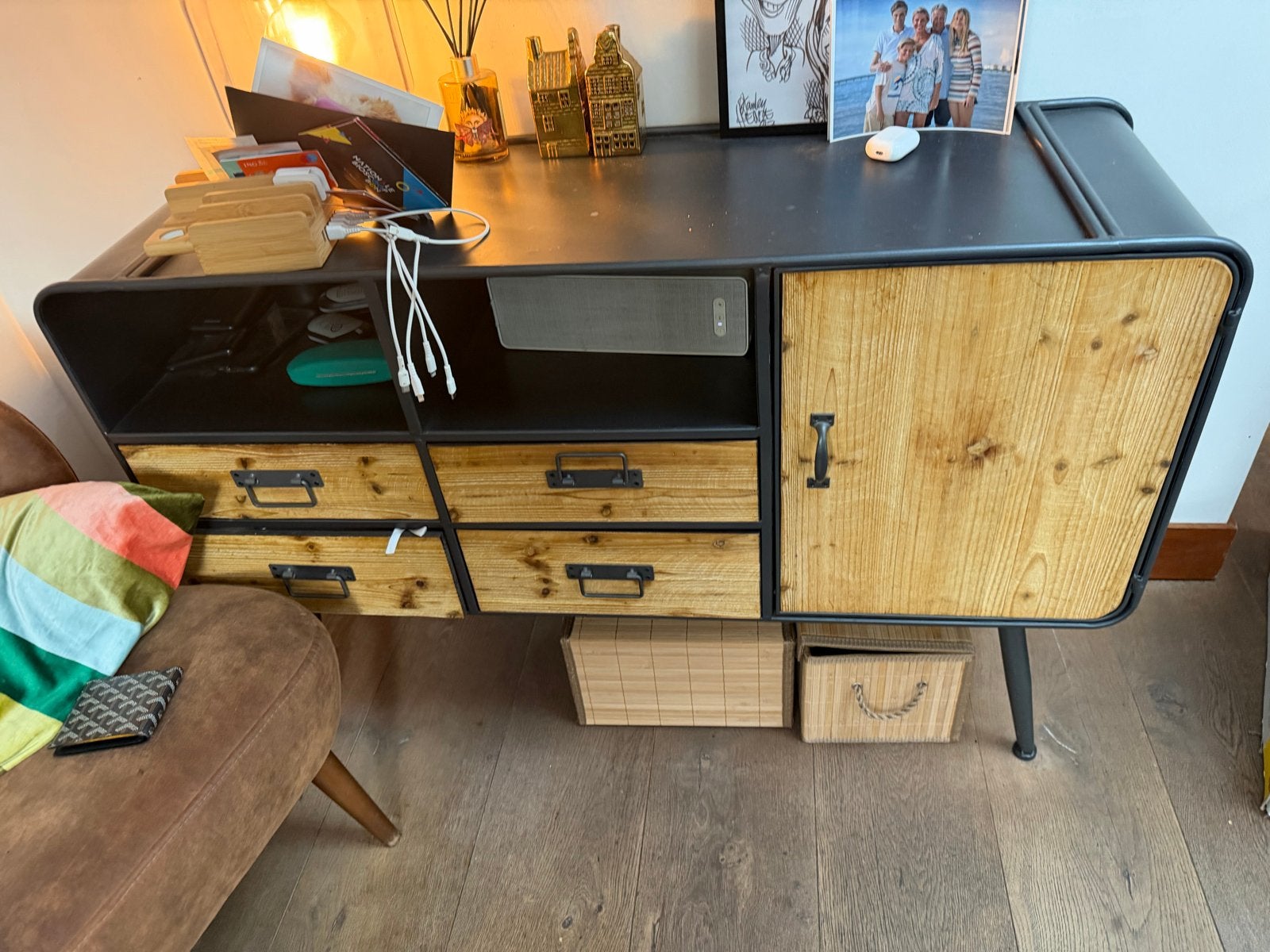 Dutchbone Class dressoir en wijnkabinet - los of als set, Ophalen, 100 tot 150 cm, Zo goed als nieuw, Met lade(s)