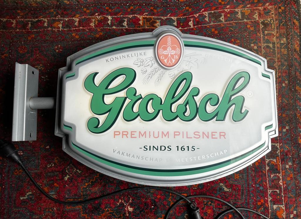 originele dubbelzijdige Grolsch reclame lichtbak, Ophalen, Gebruikt, Reclamebord, Plaat of Schild, Grolsch