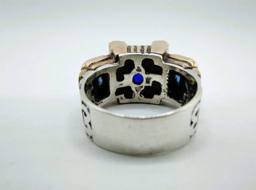Zilveren ring met saffier en zirkonia, 18 mm, brons, 18 tot 19, Info@zilverwebsite.nl, Verzenden, Heer