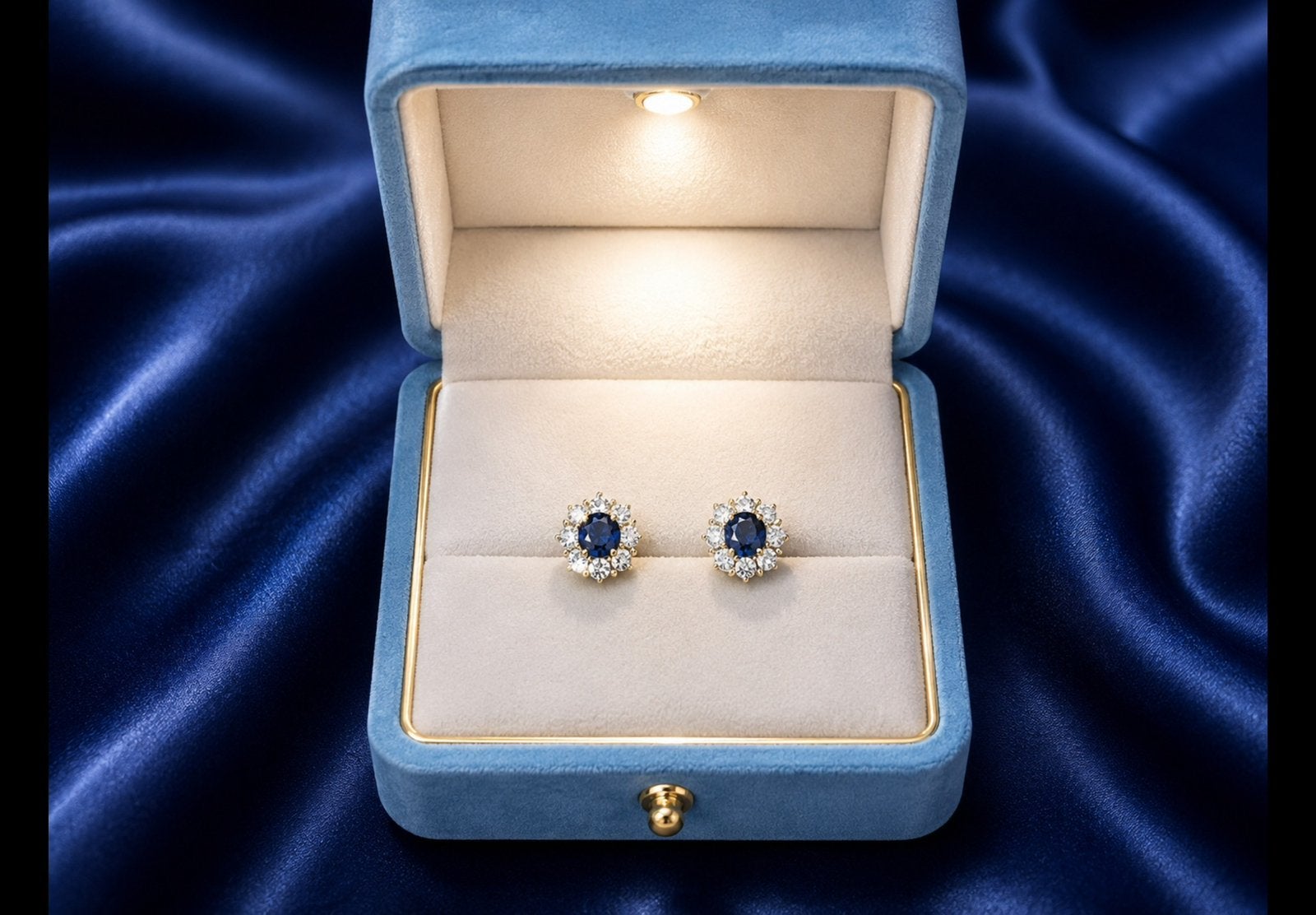 Oorbellen  goud met diamanten en saffier, Sieraden, Tassen en Uiterlijk, Oorbellen, Ophalen of Verzenden, Nieuw, Goud
