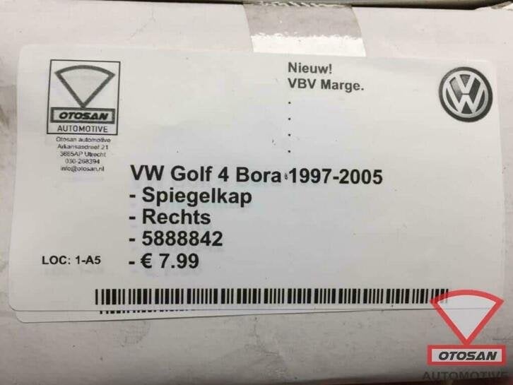 vw golf 4 bora 2000 spiegelkap spiegel kap rechts nieuw! 588, Auto-onderdelen, Volkswagen, Volkswagen AG, Nieuw, Berliner Ring 2
38440  Wolfsburg, DE