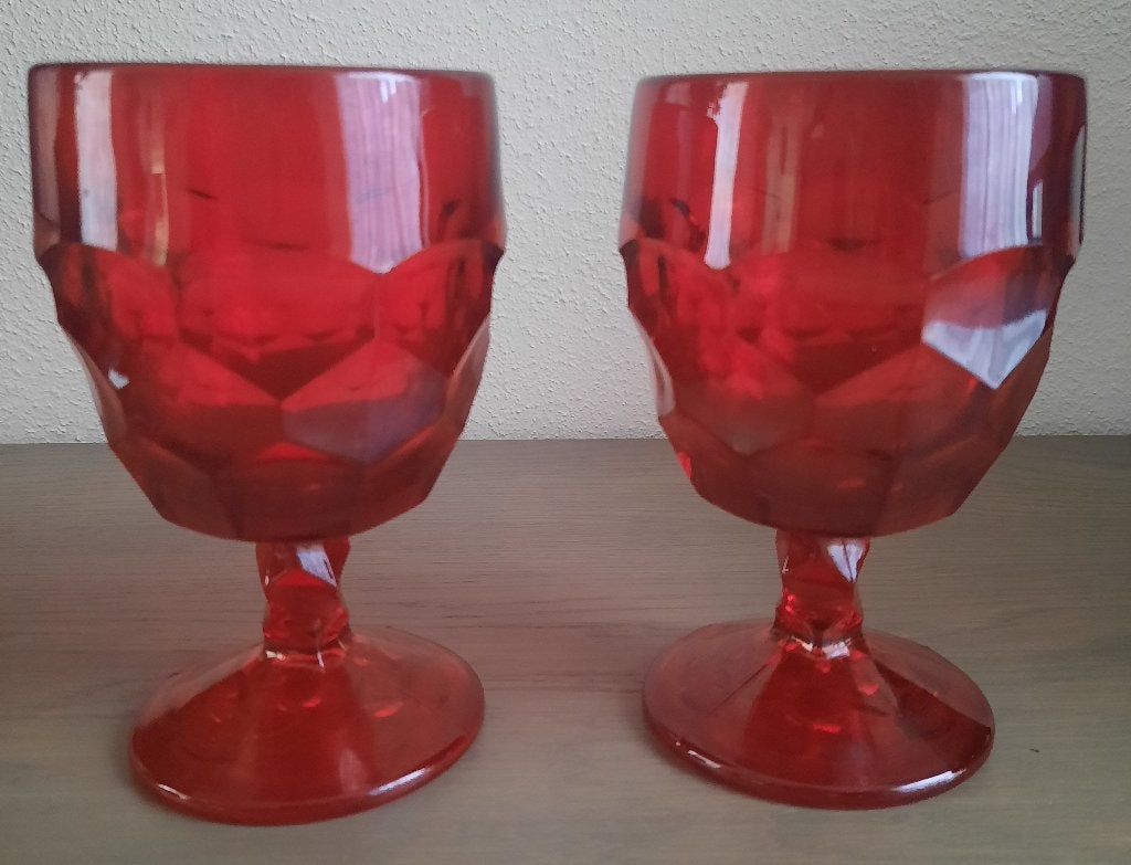 2 rode Viking Glass Company beker / kelk, Ophalen of Verzenden