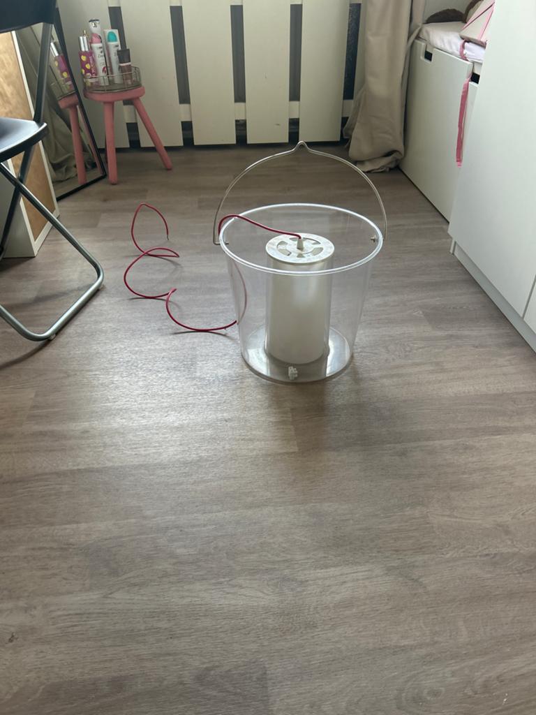 Unieke DIY Hanglamp / Lantaarn - Transparant met LED, Ophalen, Zo goed als nieuw, Rood, Laminaat