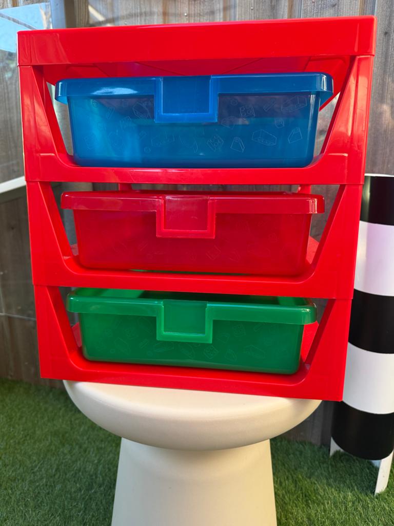 Lego opbergkastje met 3 lades - rood, blauw, groen, Gebruikt, Minder dan 50 cm, Ophalen, Minder dan 90 cm