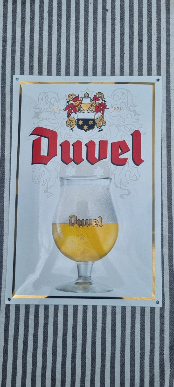 Duvel bier emaille reclamebord bord mancave bar, Ophalen of Verzenden, Reclamebord