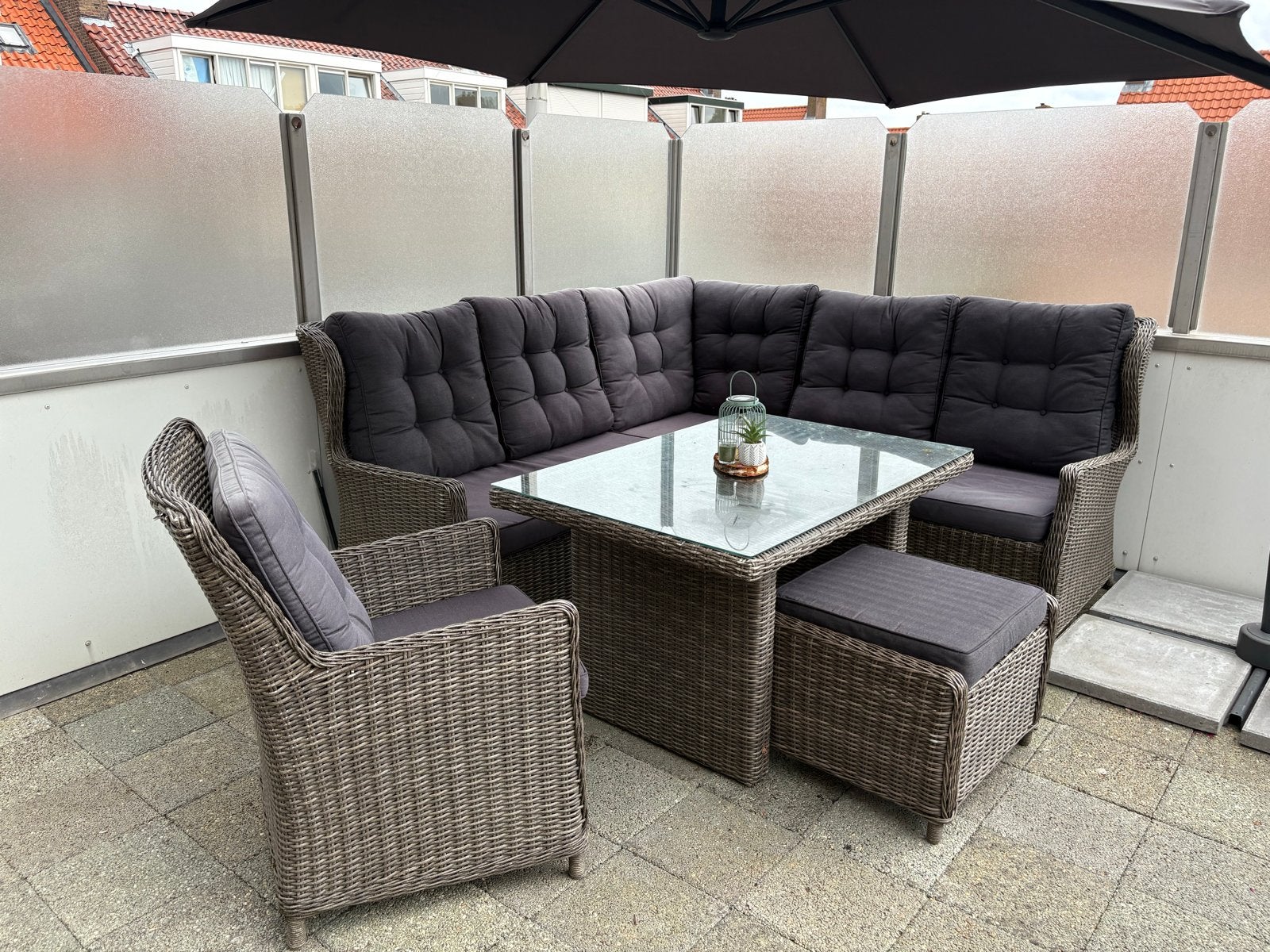 Complete Wicker Loungeset met Eettafel en Stoel, Ophalen, 5 zitplaatsen, Gebruikt, Loungeset