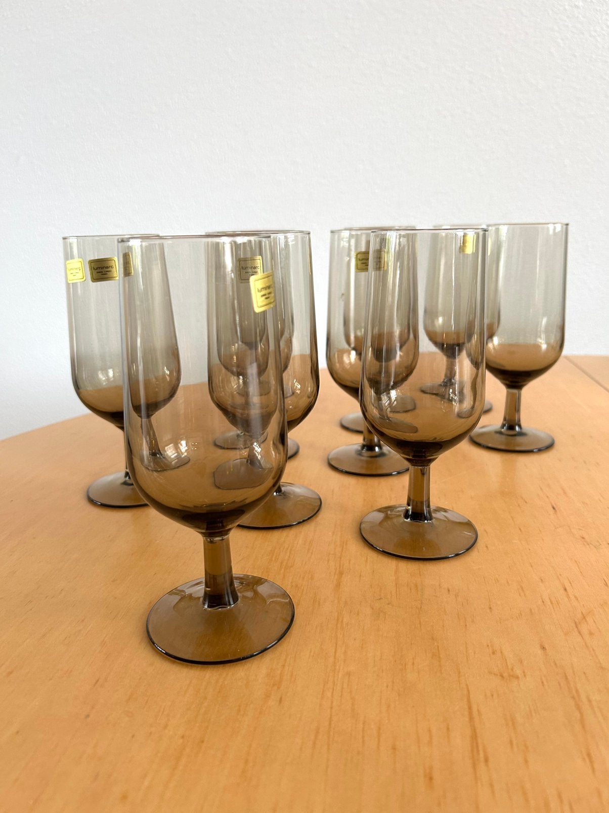 Vintage hoge rookglas glazen Luminarc 6 stuks, Ophalen of Verzenden, Zo goed als nieuw