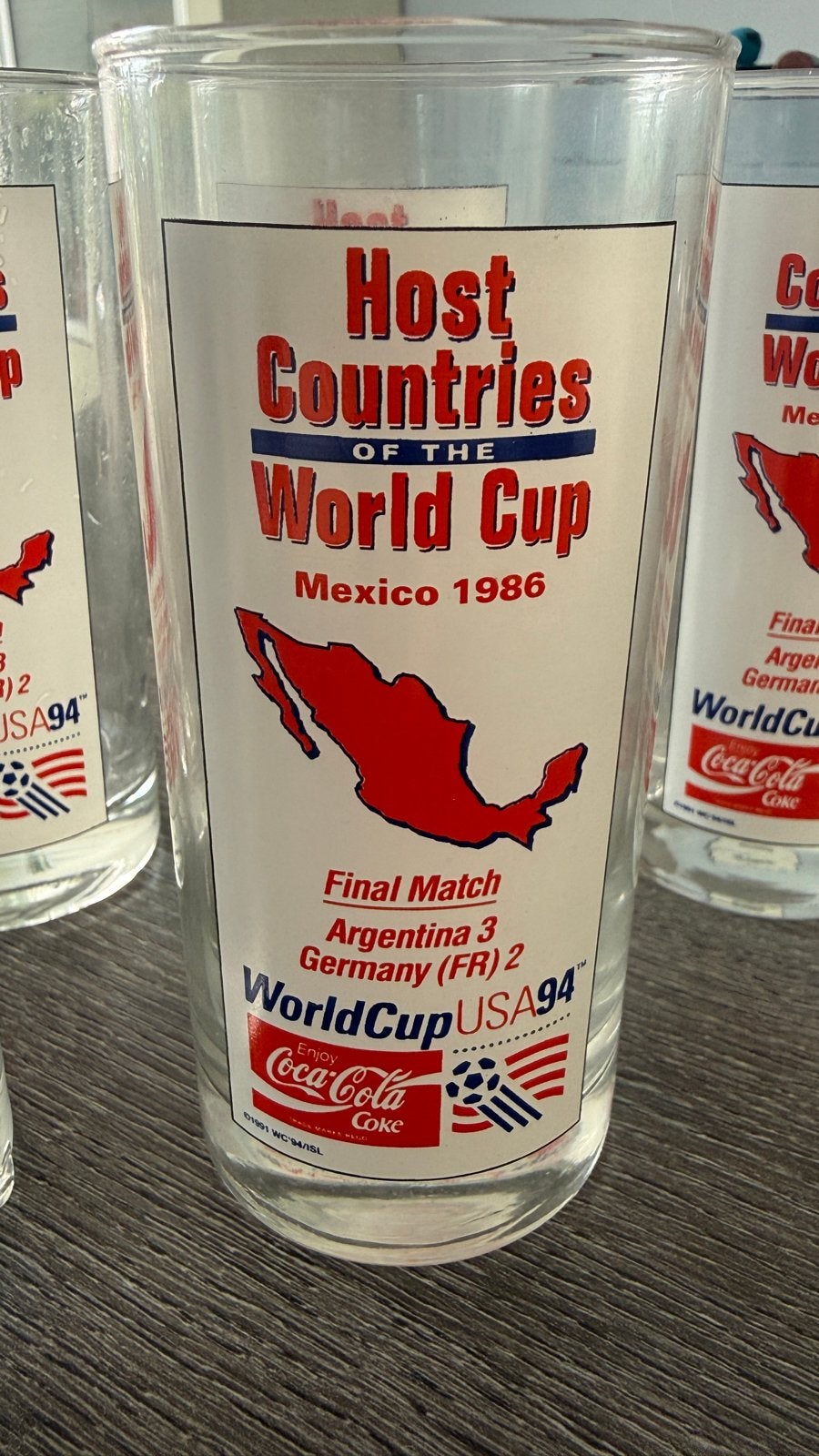Coca-Cola WK 1986 Mexico / WK 1994 USA Glazen (6 stuks), Ophalen of Verzenden, Zo goed als nieuw, Overige sporten, Overige typen