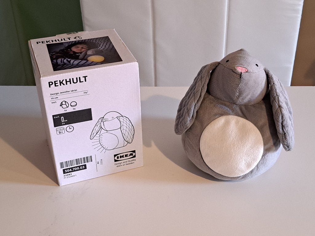IKEA Pekhult pluche konijnknuffel - zacht LED-nachtlampje, Ophalen of Verzenden, Zo goed als nieuw, Grijs, IKEA