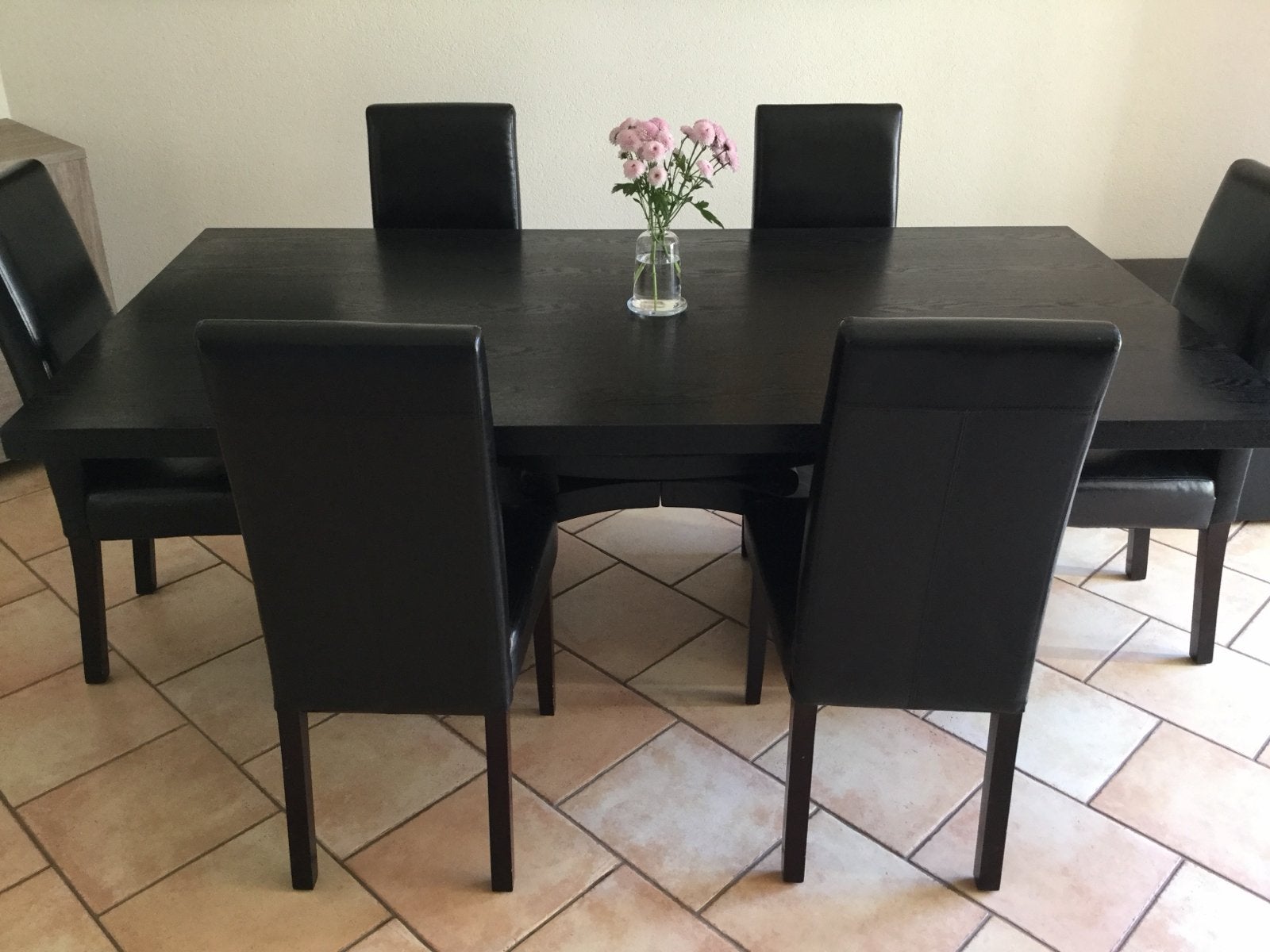 Elegant black dining tabel / Elegante zwarte eettafel, Huis en Inrichting, Ophalen, Gebruikt, 100 tot 150 cm, Vijf personen of meer