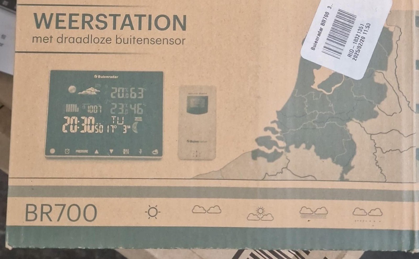 Nieuw - Buienradar BR700 Weerstation met draadloze buitense, Audio, Tv en Foto, Weerstations en Barometers, Ophalen of Verzenden