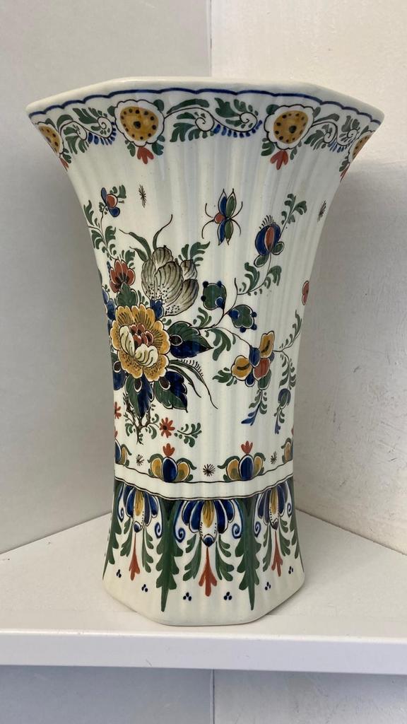 Prachtige Royal Delft Polychrome vaas, handbeschilderd, 1986, Ophalen