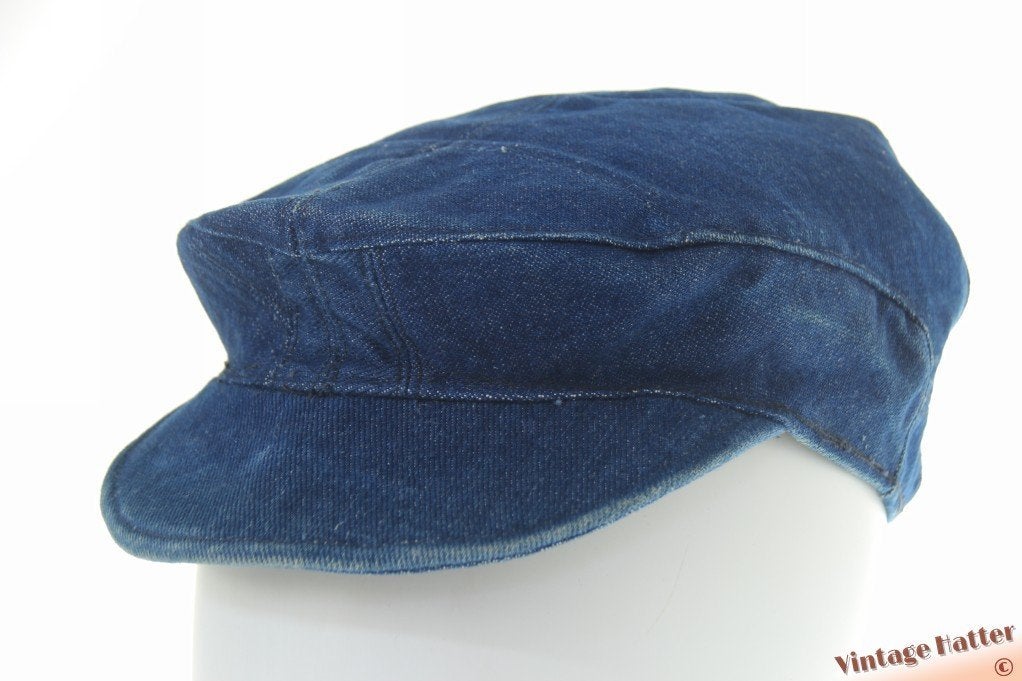 Vintage denim pet blauw katoen met flexibele klep 56, Ophalen of Verzenden, Gedragen, 56 of 57 cm (M, 7 of 7⅛ inch), Pet