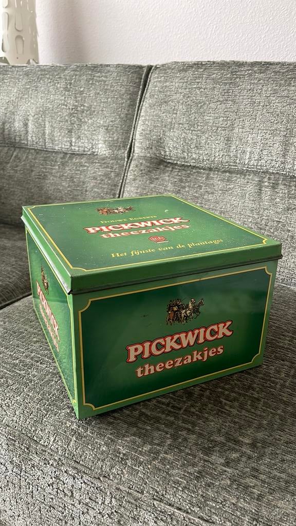 Blik Pickwick theezakjes, Ophalen of Verzenden, Gebruikt, Overige