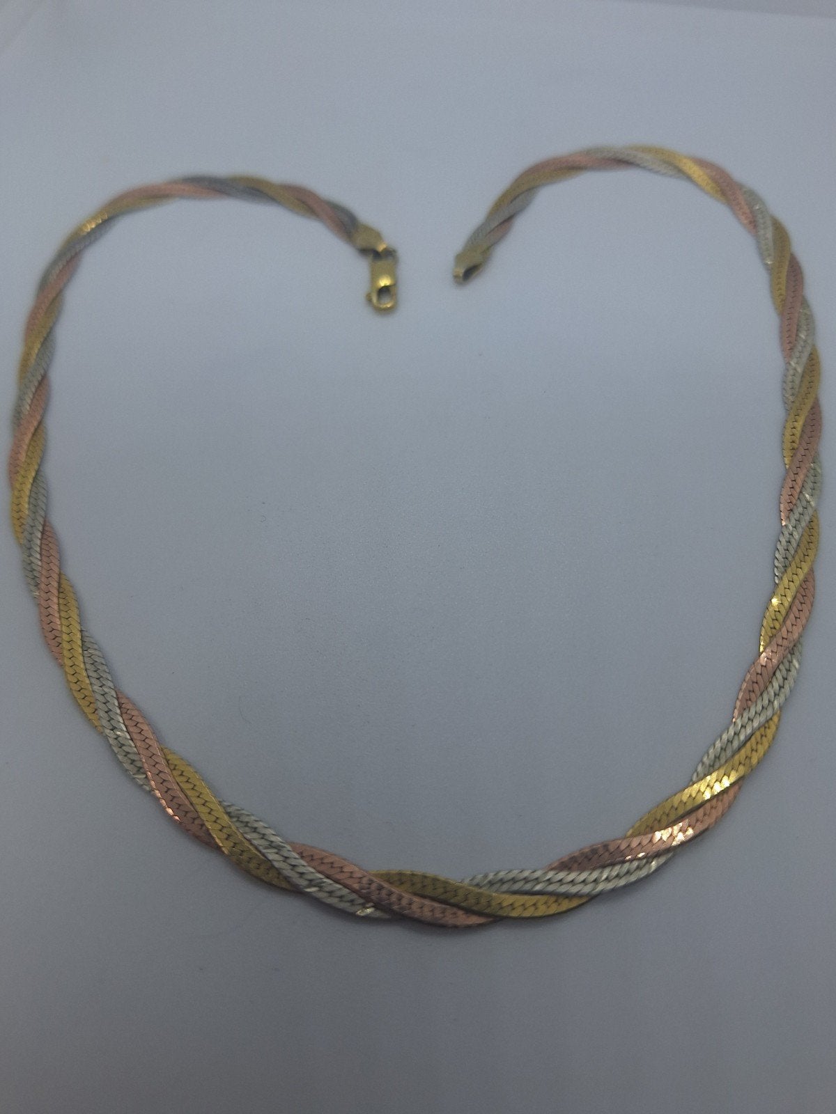 Italiaanse 925 Zilveren Ketting - 3 Kleuren Goud Verguld, Ophalen of Verzenden, Zo goed als nieuw, Goud, Zilver